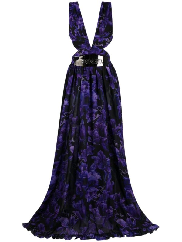 Philipp Plein floral-print chiffon maxi dress