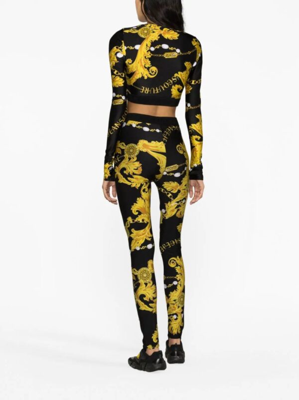 Versace Jeans Couture  chain-print logo-waistband leggings - Image 4