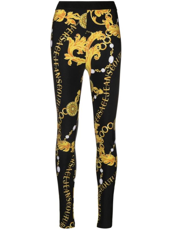 Versace Jeans Couture  chain-print logo-waistband leggings
