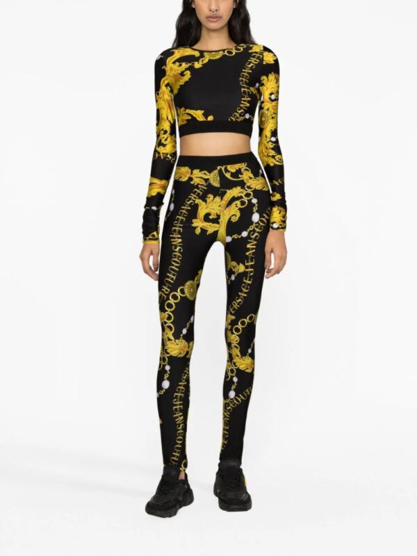 Versace Jeans Couture  chain-print logo-waistband leggings - Image 2