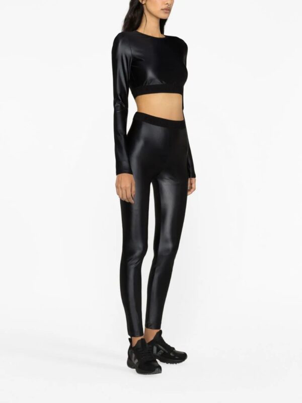 Versace Jeans Couture  logo-waistband coated leggings - Image 3