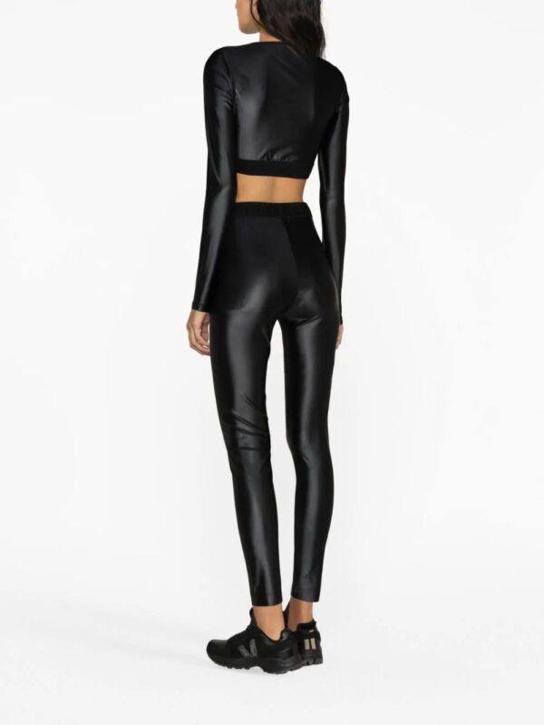 Versace Jeans Couture  logo-waistband coated leggings - Image 4
