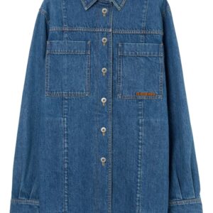 Burberry  logo-embroidered denim overshirt
