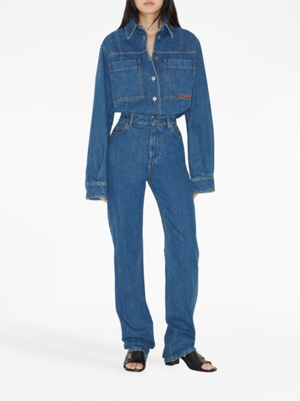 Burberry  logo-embroidered denim overshirt - Image 2