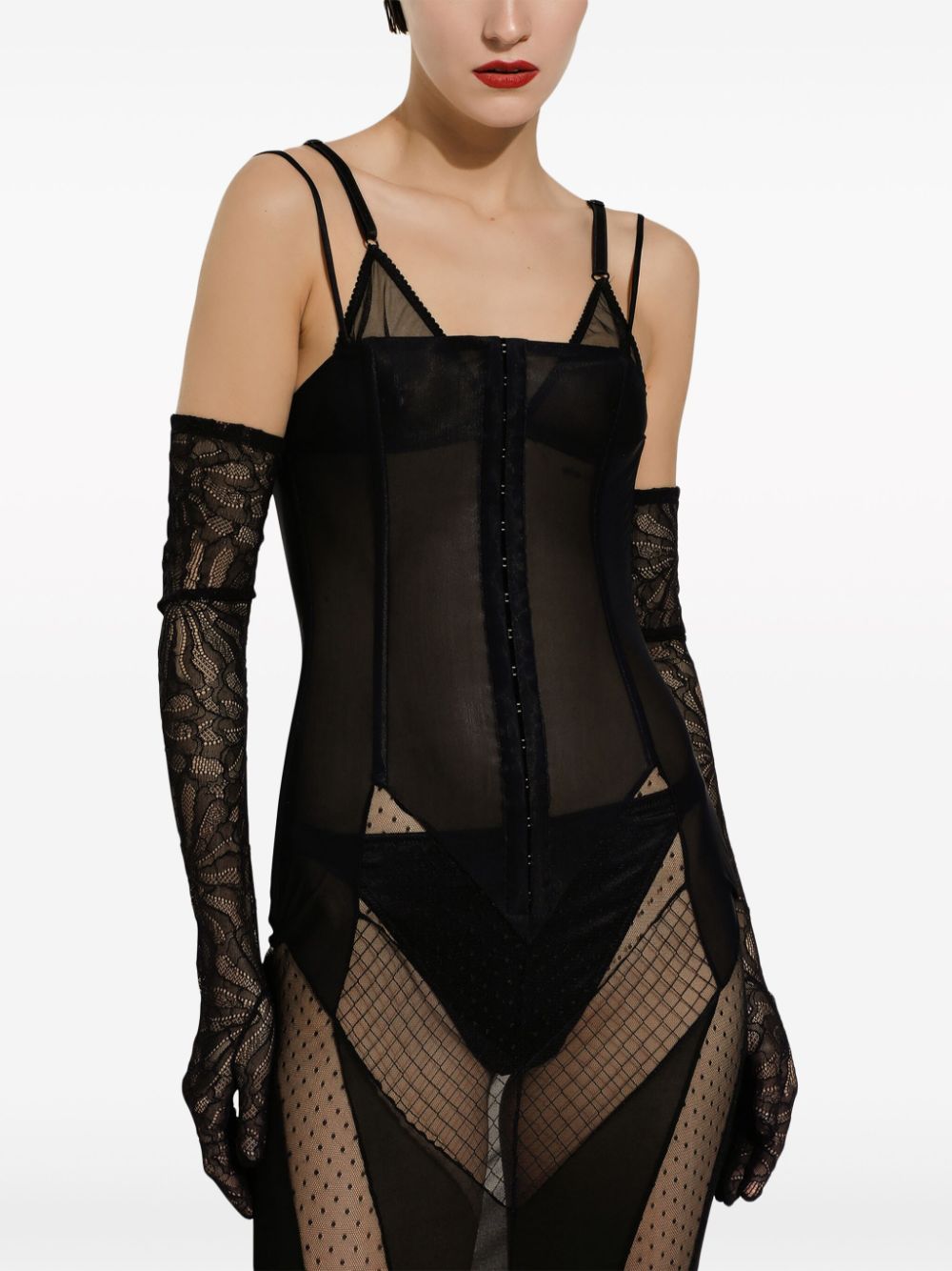 Dolce & Gabbana lace-panelled semi-sheer dress - Image 5