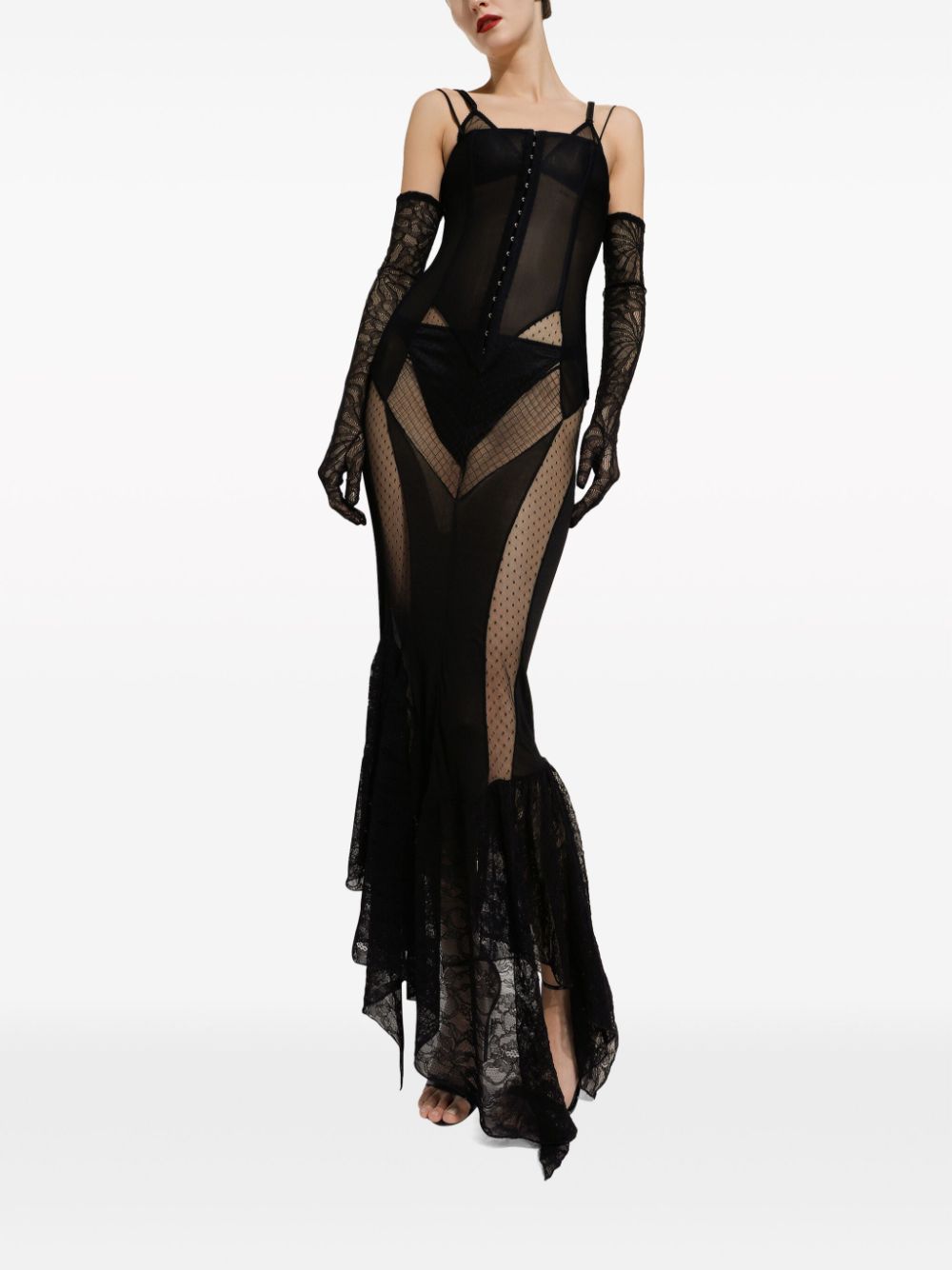 Dolce & Gabbana lace-panelled semi-sheer dress - Image 2