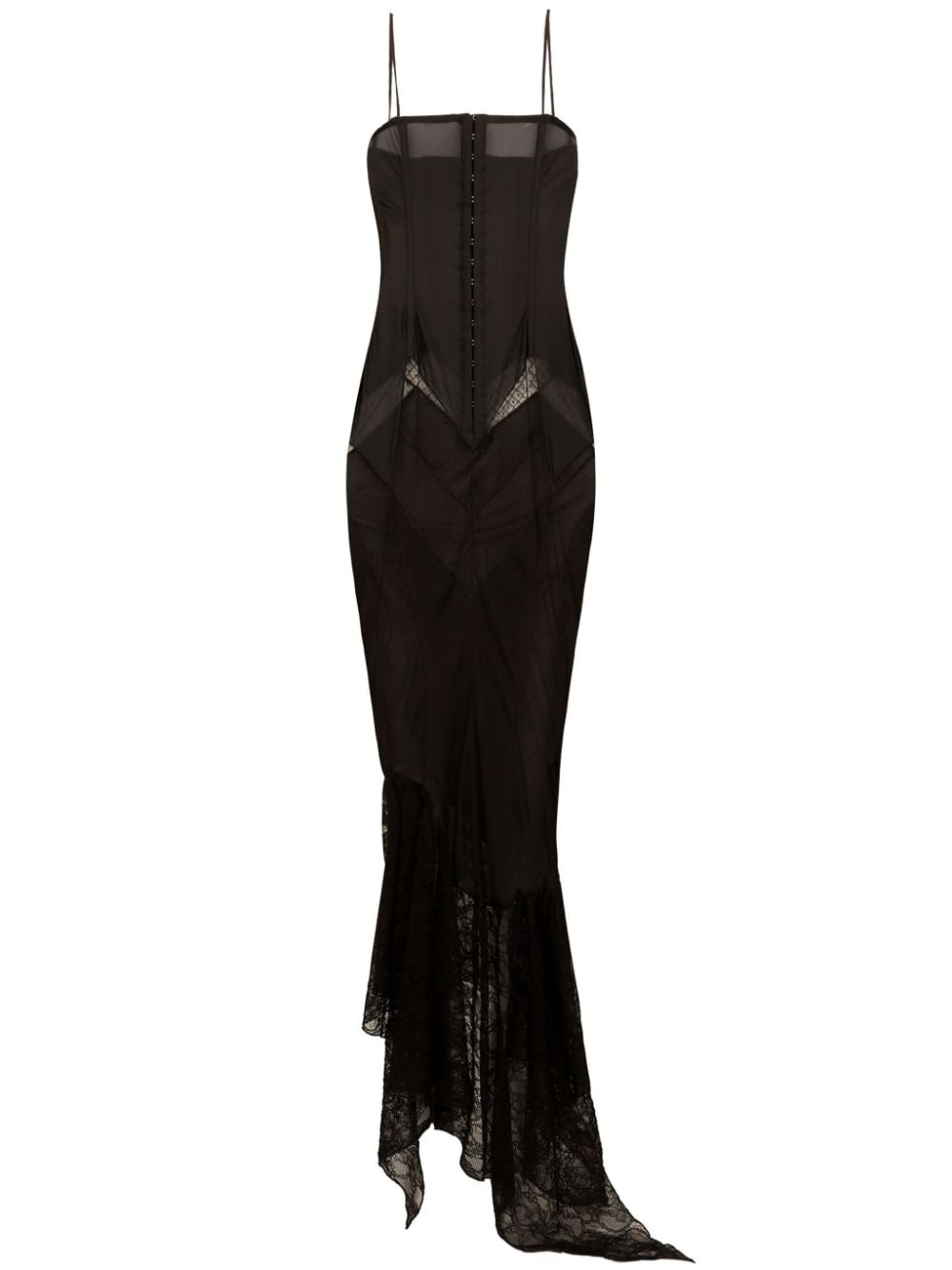 Dolce & Gabbana lace-panelled semi-sheer dress