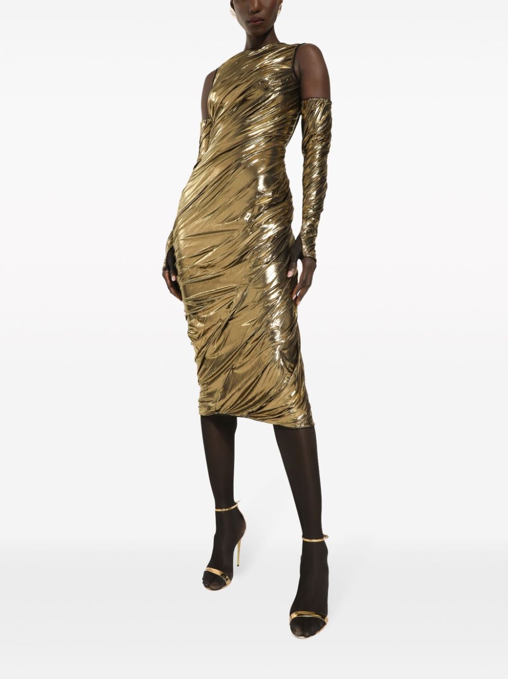 Dolce & Gabbana foiled-finish panelled dress - Image 5