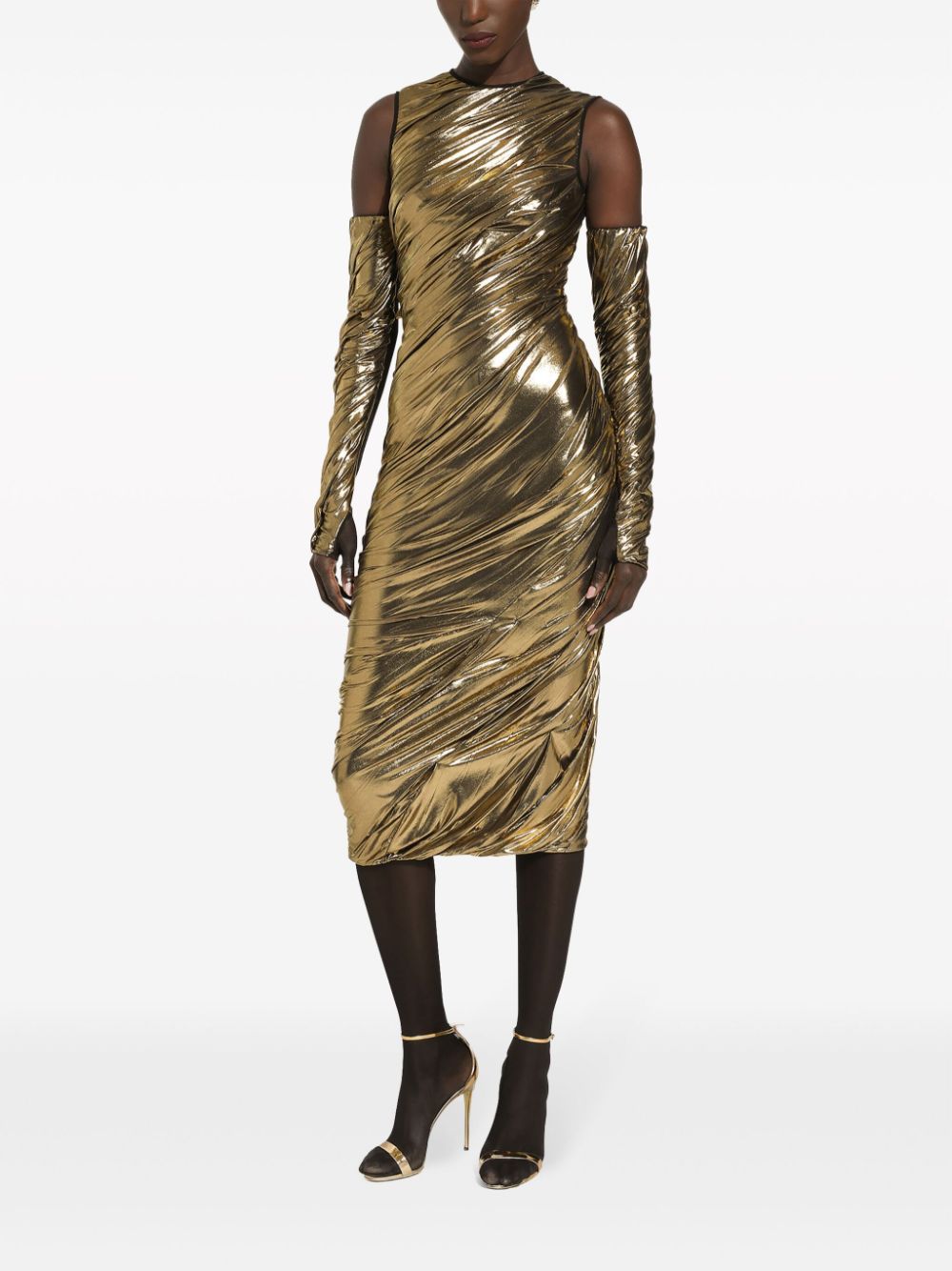 Dolce & Gabbana foiled-finish panelled dress - Image 6