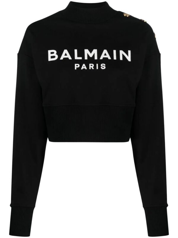 Balmain  logo-print cropped sweatshirt