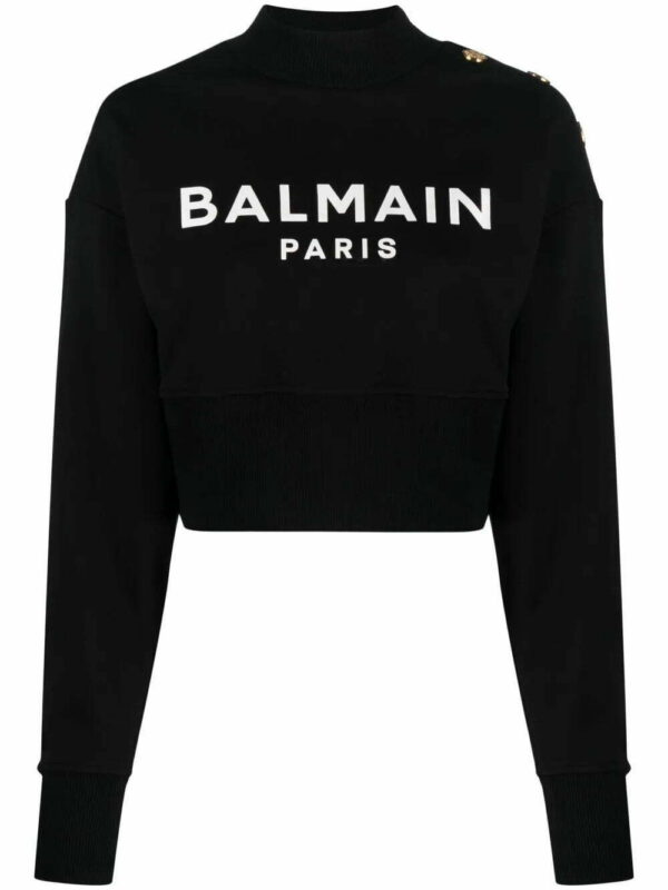 Balmain  logo-print cropped sweatshirt