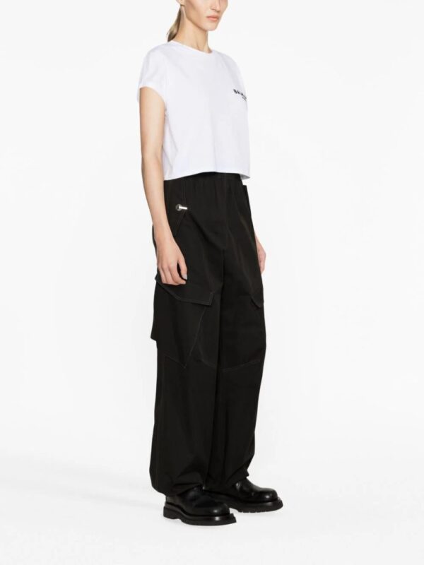 Balmain  flocked-logo cropped T-shirt - Image 4