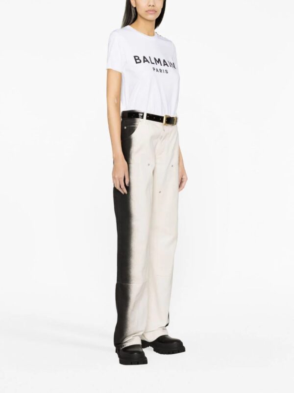 Balmain  button-embellished logo-print T-shirt