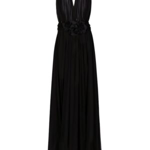 Dolce & Gabbana floral-detail pleated silk dress