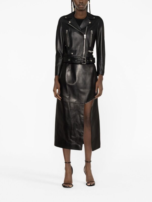 Alexander McQueen  side-slit leather midi skirt - Image 2