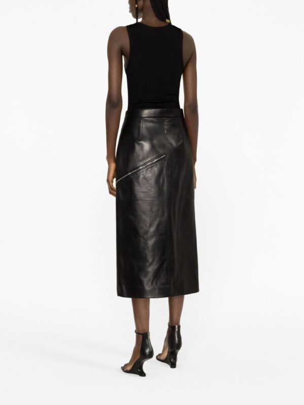 Alexander McQueen  side-slit leather midi skirt - Image 3
