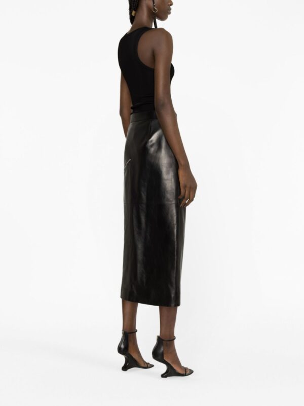 Alexander McQueen  side-slit leather midi skirt - Image 4