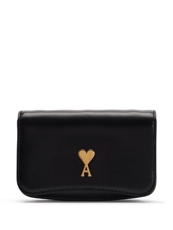 AMI Paris logo-plaque leather cardholder