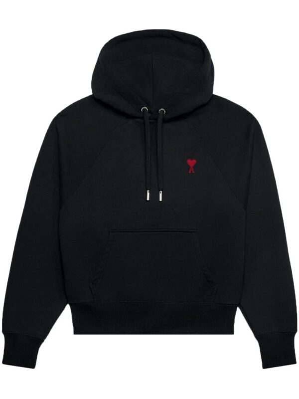 AMI Paris  logo-embroidered organic-cotton hoodie