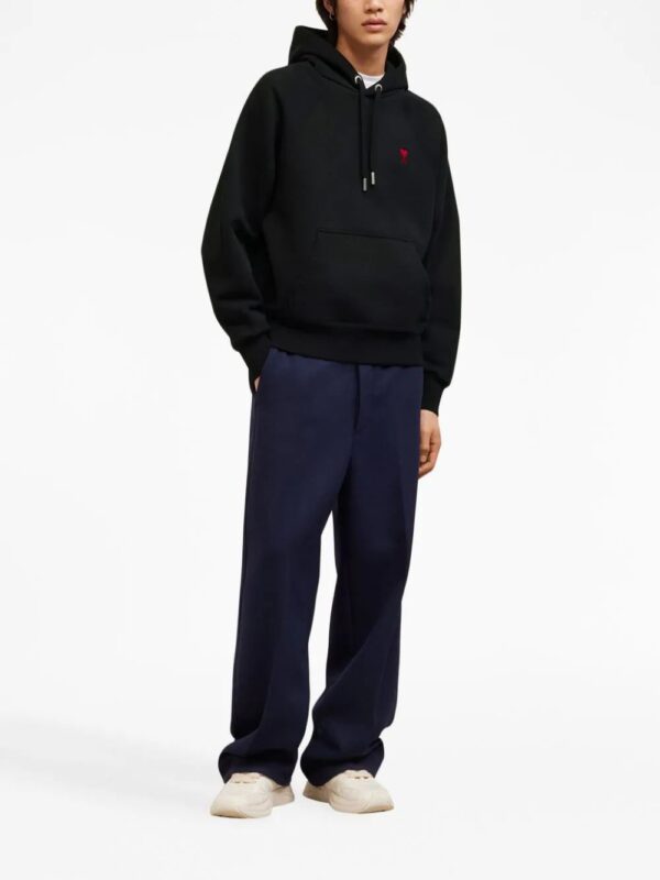 AMI Paris  logo-embroidered organic-cotton hoodie - Image 3