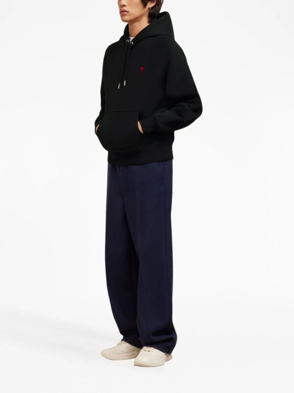 AMI Paris  logo-embroidered organic-cotton hoodie - Image 4