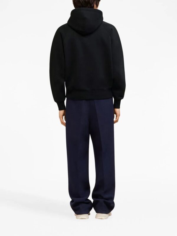 AMI Paris  logo-embroidered organic-cotton hoodie - Image 3