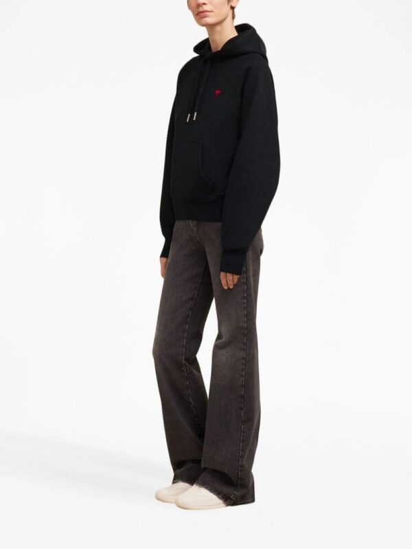 AMI Paris  logo-embroidered organic-cotton hoodie - Image 2