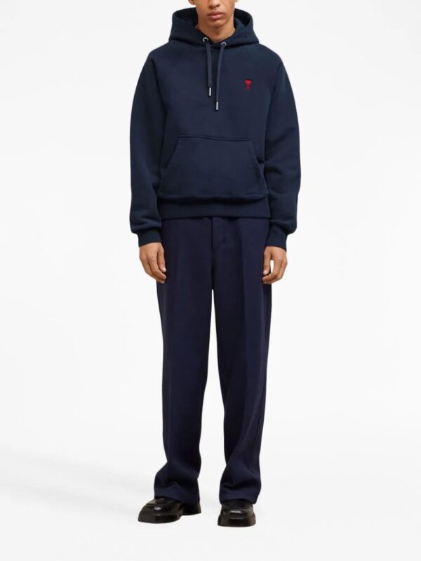AMI Paris  embroidered cotton hoodie - Image 4