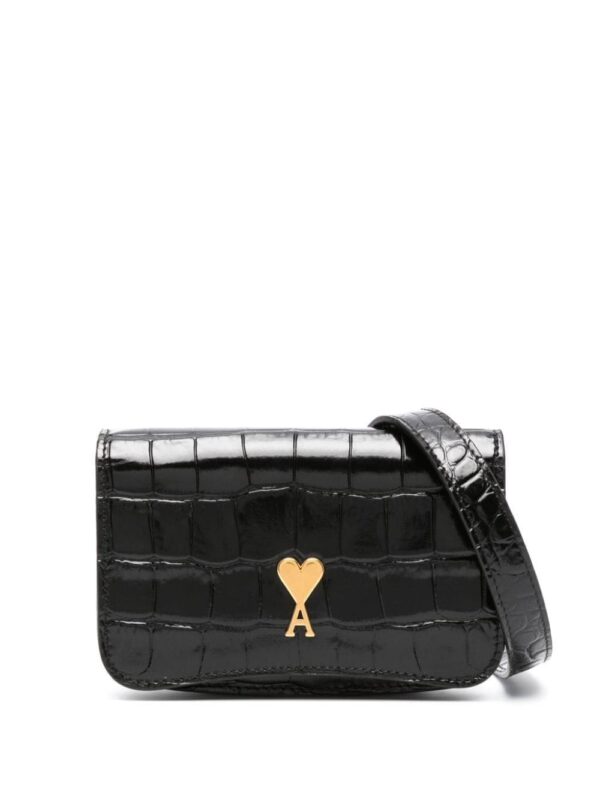 AMI Paris crocodile-effect leather wallet
