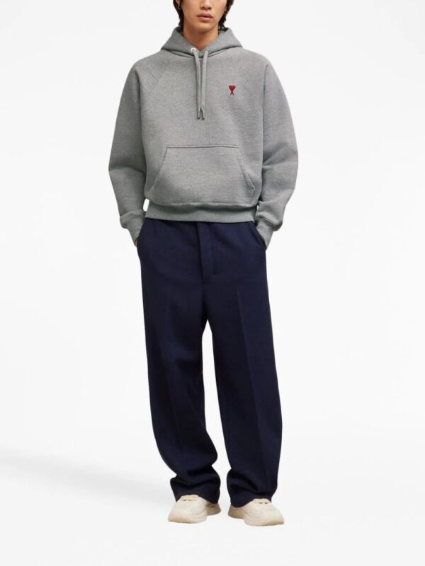 AMI Paris  logo-embroidered organic-cotton hoodie - Image 4