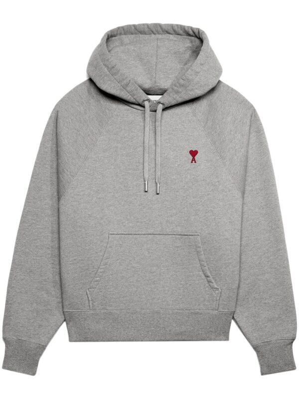 AMI Paris  logo-embroidered organic-cotton hoodie