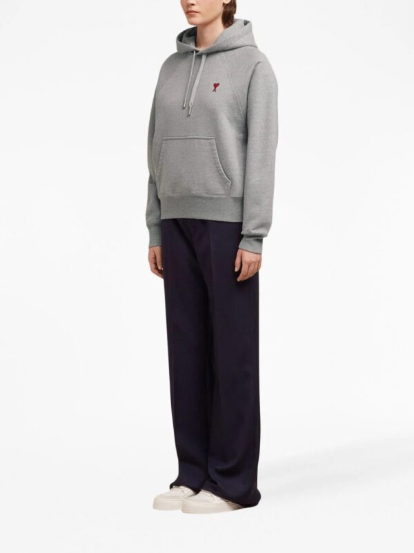 AMI Paris  logo-embroidered organic-cotton hoodie - Image 2