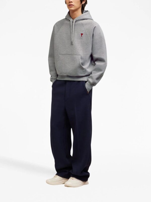AMI Paris  logo-embroidered organic-cotton hoodie - Image 3
