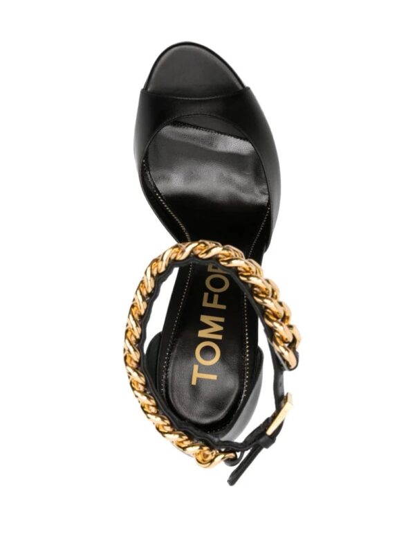 TOM FORD  105mm chain-embellished leather sandals - Image 4