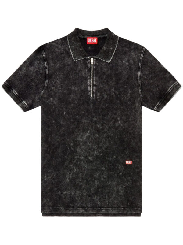 Diesel T-Smith-Zip acid-washed polo shirt