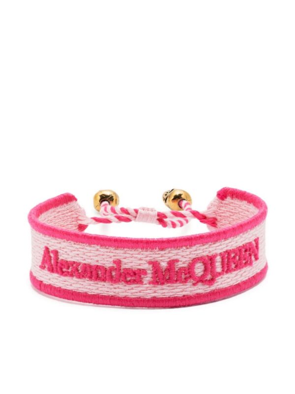 Alexander McQueen  skull-charm embroidered bracelet