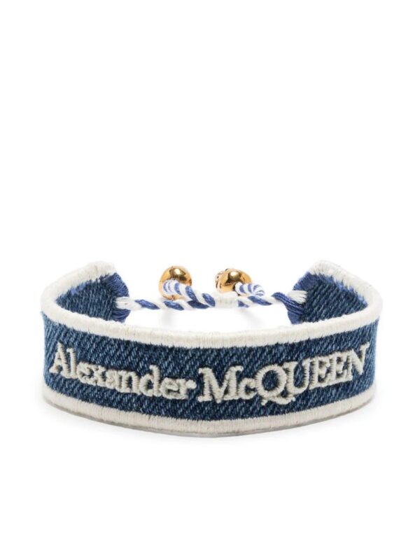 Alexander McQueen  skull-charm embroidered bracelet