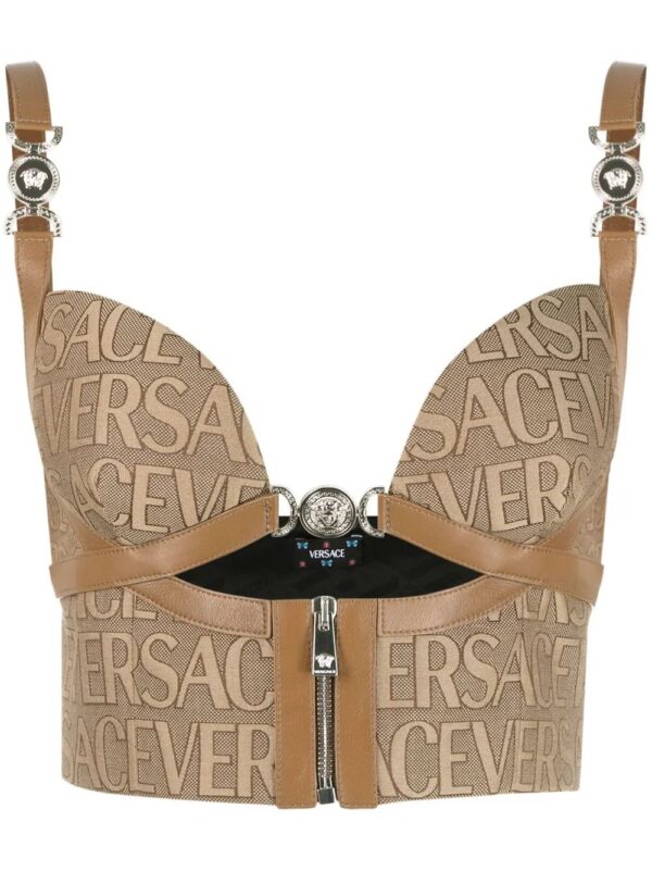Versace  all-over logo print crop top