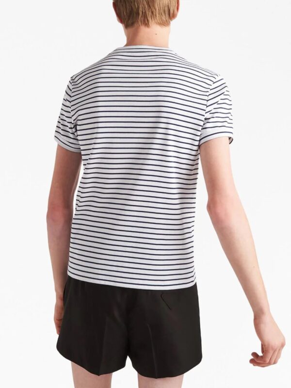 Prada  triangle-logo stripe-print T-shirt - Image 3