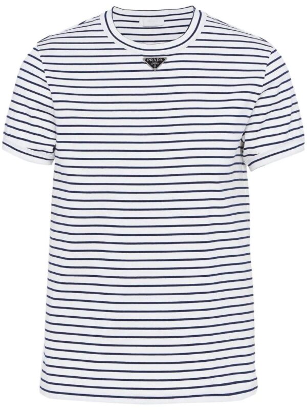 Prada  triangle-logo stripe-print T-shirt