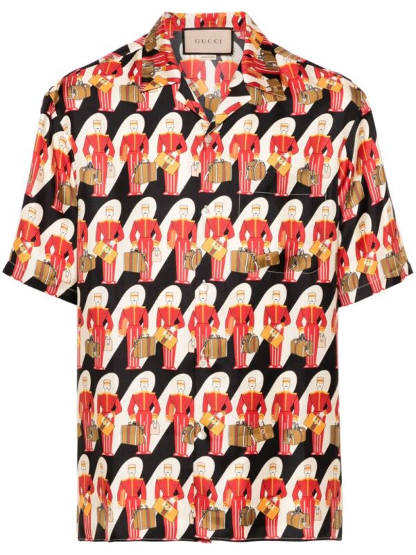 Gucci  graphic-print silk twill shirt