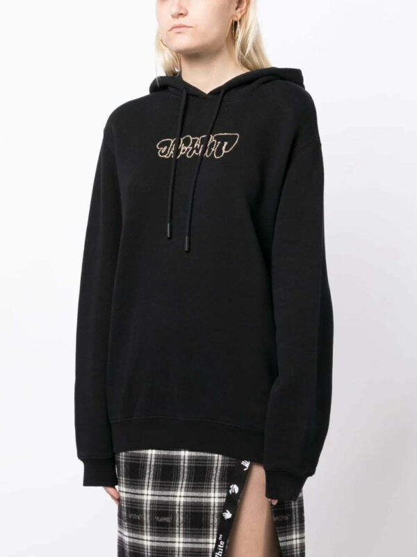 Off-White  logo-embroidery rib-trimmed hoodie - Image 4