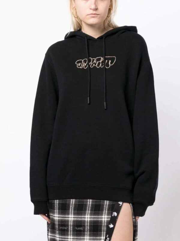 Off-White  logo-embroidery rib-trimmed hoodie - Image 3