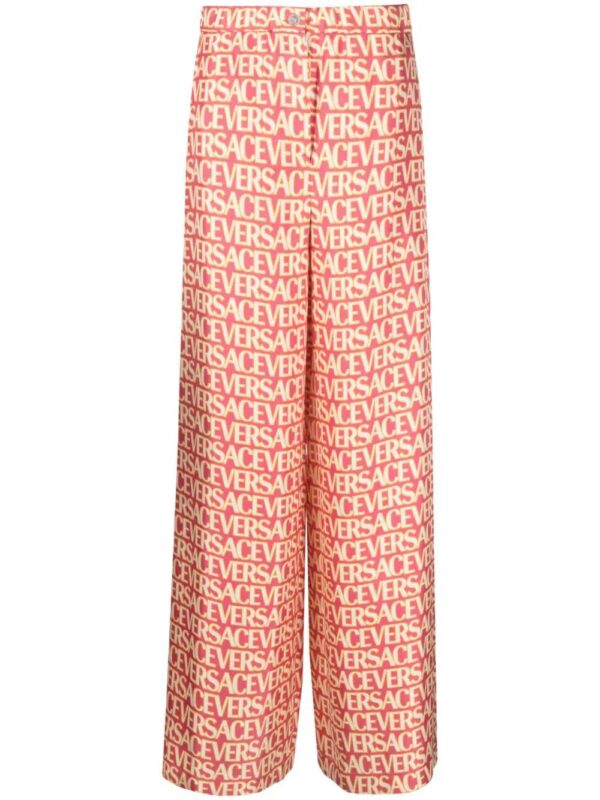 Versace  logo-print silk palazzo pants