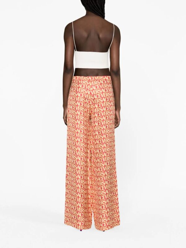 Versace  logo-print silk palazzo pants - Image 4