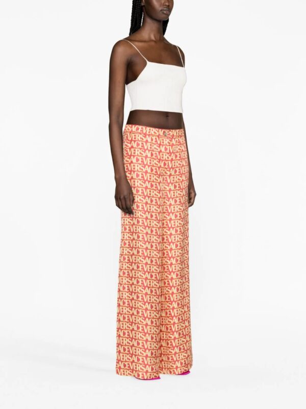 Versace  logo-print silk palazzo pants - Image 3