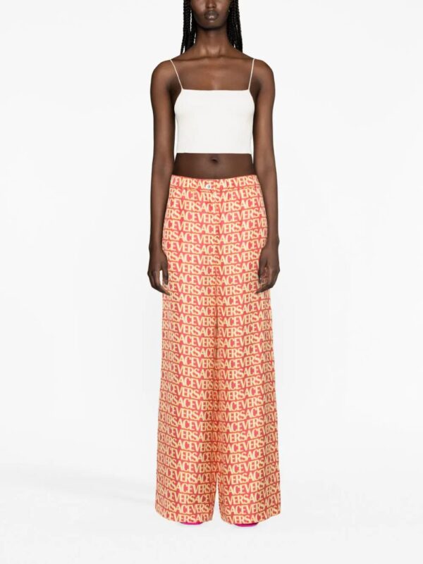 Versace  logo-print silk palazzo pants - Image 2