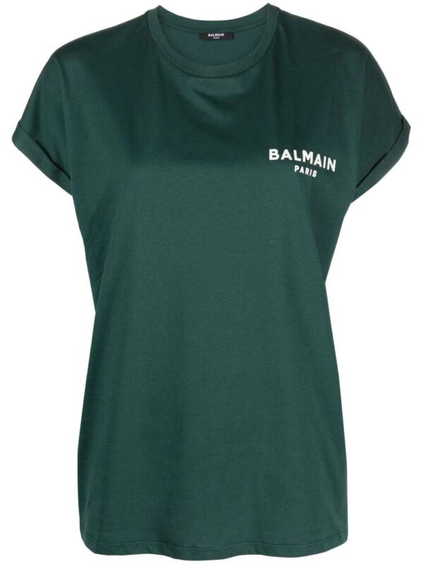 Balmain  flocked-logo cotton T-shirt