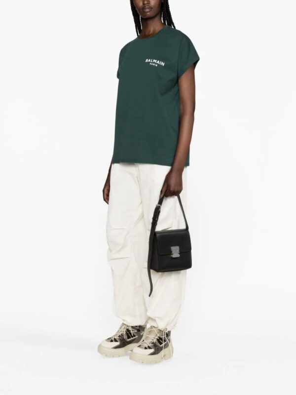 Balmain  flocked-logo cotton T-shirt - Image 4