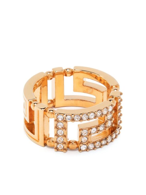 Versace  Greca crystal-embellished ring